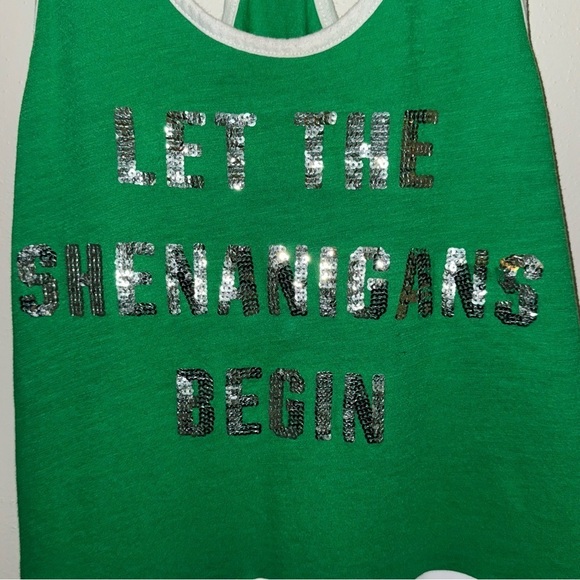 Victoria’s Secret PINK Let the Shenanigans Begin Green Tank Top Size Small - Picture 2 of 5